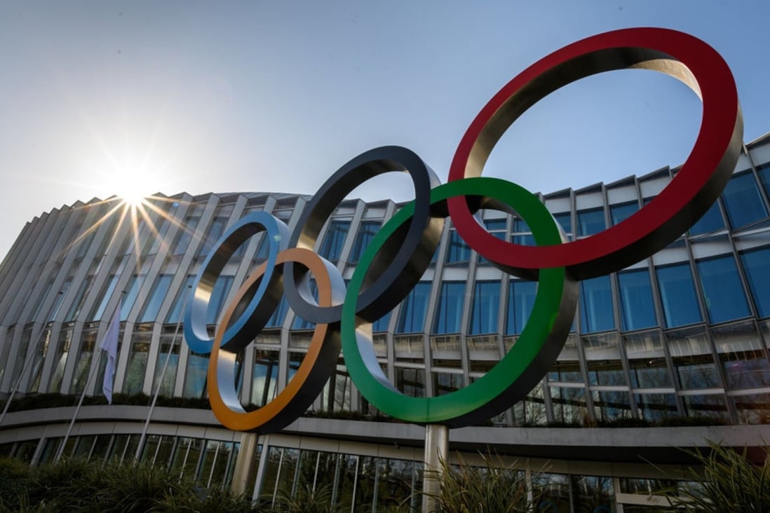 The Olympic Rings outside the International Olympic Committee (IOC) headquarters in Lausanne, Switzerland. Photo: AFP