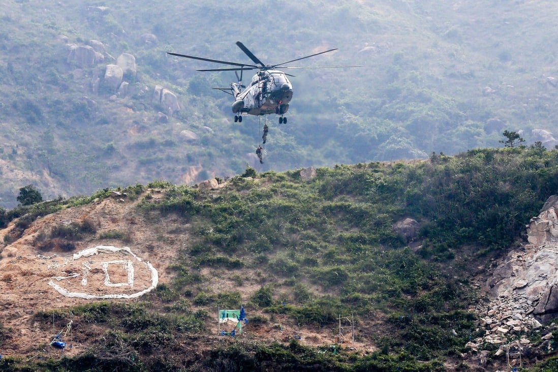 A training exercise from the PLA’s Hong Kong garrison from 2016. A helicopter crashed in a similar exercise this week, although no one was injured. Photo: K.Y. Cheng