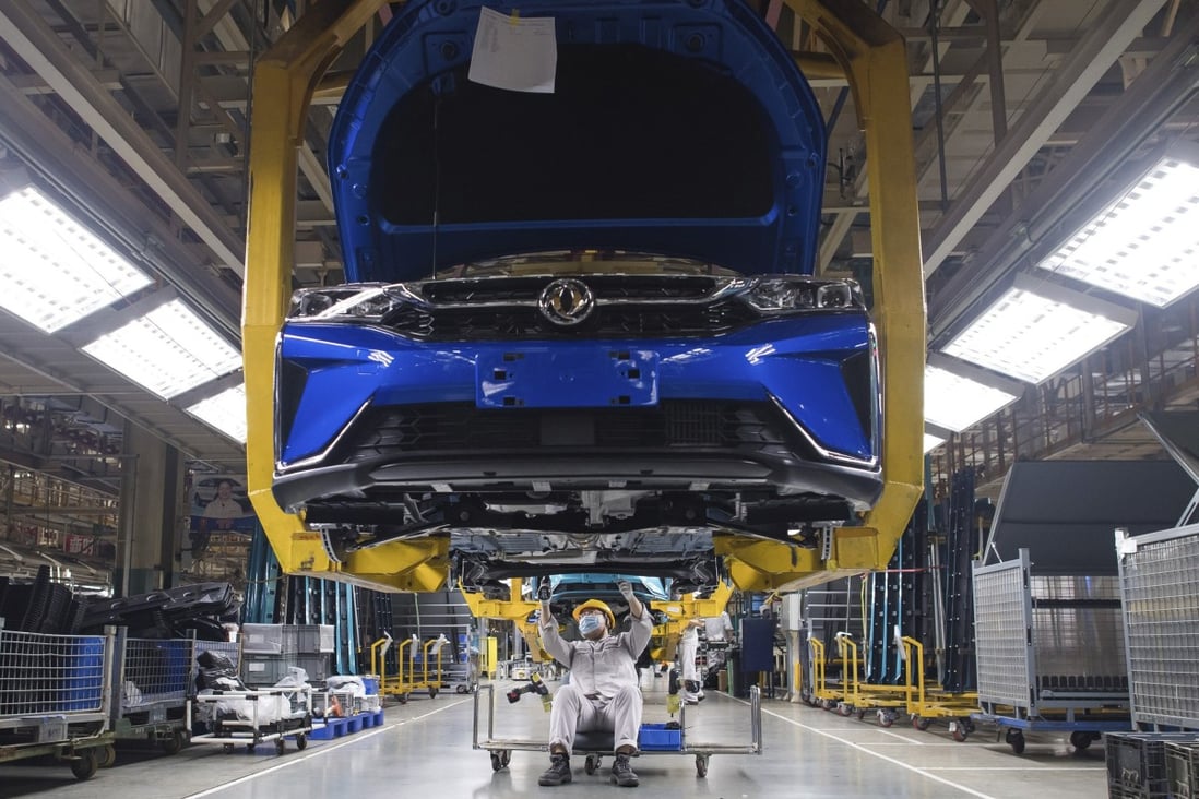 A Dongfeng Motor Group assembly line in Wuhan on March 24, 2020. As industrial activity picks up in China, the coronavirus pandemic is shutting down other economies across the world. Photo: Xinhua
