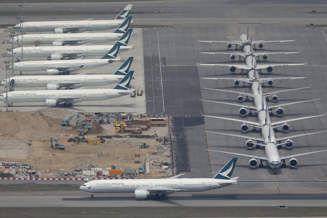 Like airlines the world over, much of Cathay Pacific’s fleet has been grounded by the coronavirus pandemic. Photo: Robert Ng