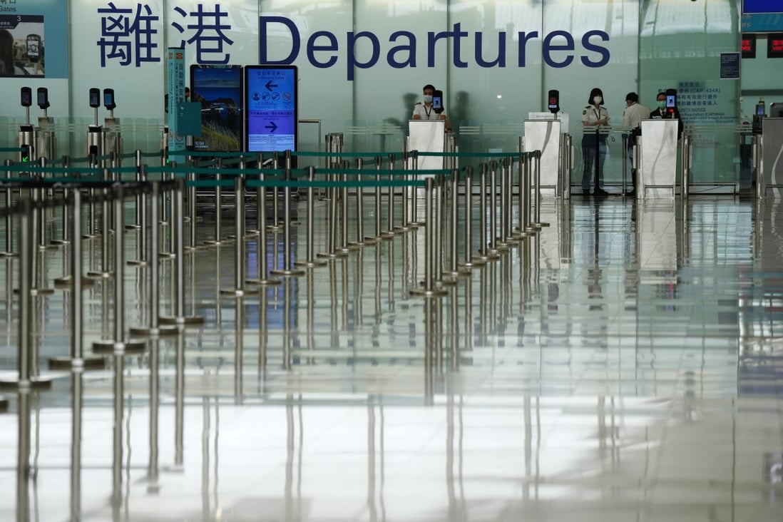 The departure hall at Hong Kong International Airport sits empty in late March. Photo: Sam Tsang