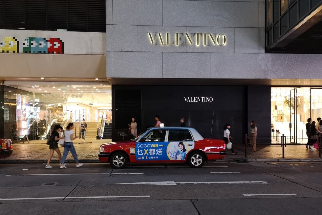 The Valentino store in the Harbour City mall on Canton Road in Tsim Sha Tsui, one of Hong Kong’s prime luxury retail strips, will close at the end of business on Monday, the Italian fashion brand announced. Luxury retail sales have plunged amid street protests and travel curbs to limit the spread of coronavirus. Photo: Shutterstock