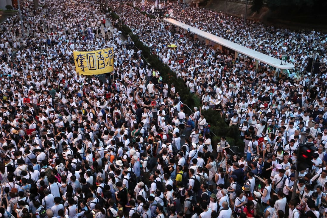 Hongkongers march from Causeway Bay to Admiralty in protest against the now-withdrawn extradition bill on June 9, 2019. Photo: Sam Tsang