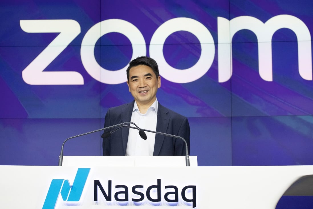 In this April 18, 2019 file photo, Zoom CEO Eric Yuan attends the opening bell at Nasdaq as his company holds its IPO in New York. Photo: AP