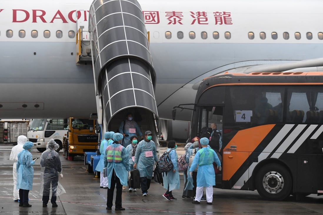 The Hong Kong government sent chartered flights to pick up residents stranded in Japan, Hubei province in mainland China and Peru. Photo: Xinhua