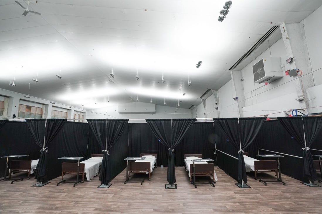 A temporary field hospital for Covid-19 patients at the Billie Jean King national tennis centre in the Borough of Queens, New York. Photo: AFP