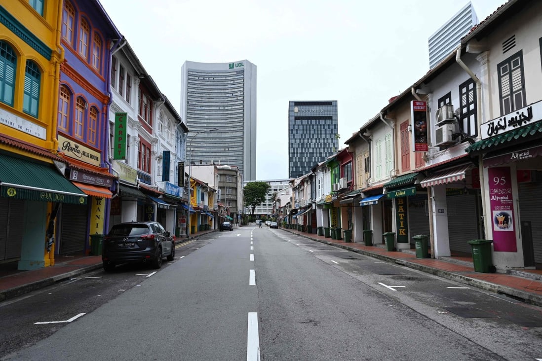 Closed shops in Singapore amid the coronavirus outbreak. Photo: AFP