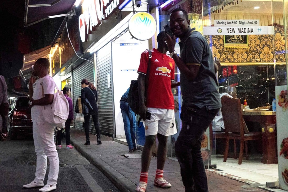 A street in the “Little Africa" district of Guangzhou, the city in southern China which is facing accusations of racial discrimination against its African community after five Nigerians tested positive for the new coronavirus. Photo: AFP