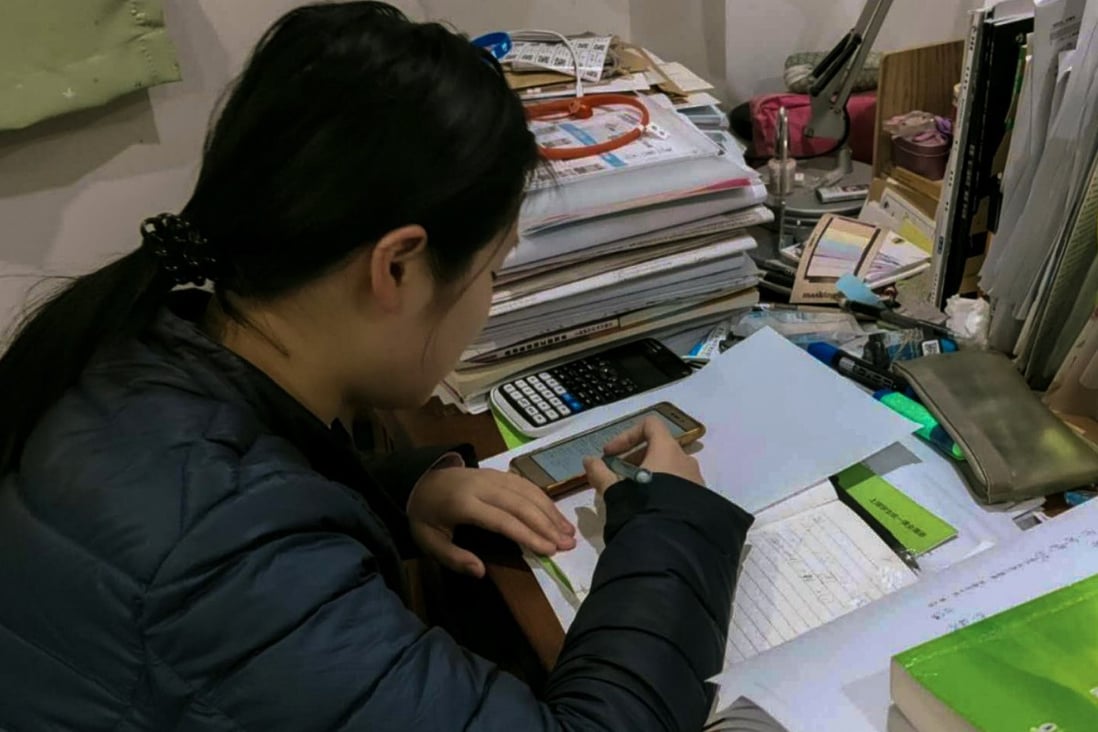Xie Yiwei, a final-year student from an elite high school in Huangpu district, studies at home. Photo: Handout