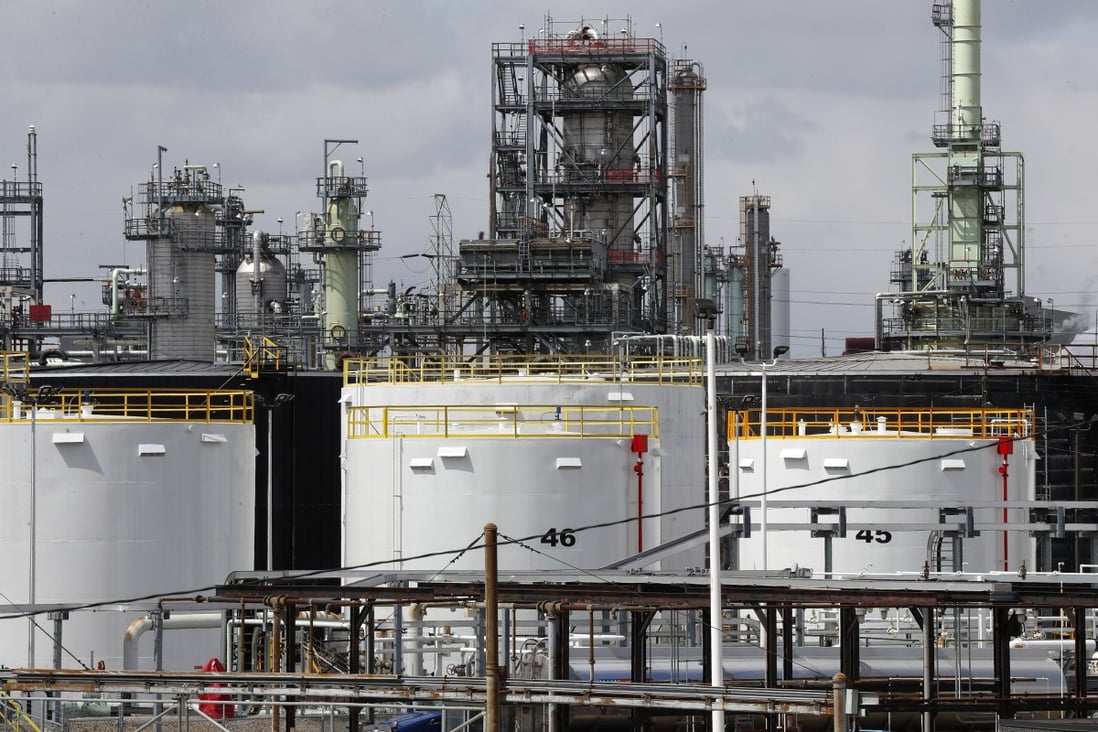 Storage tanks are shown at the Marathon Petroleum refinery in Detroit, Michigan, in the US, on April 21, 2020. The world is awash in oil, there's little demand for it and we're running out of places to put it. Photo: Associated Press
