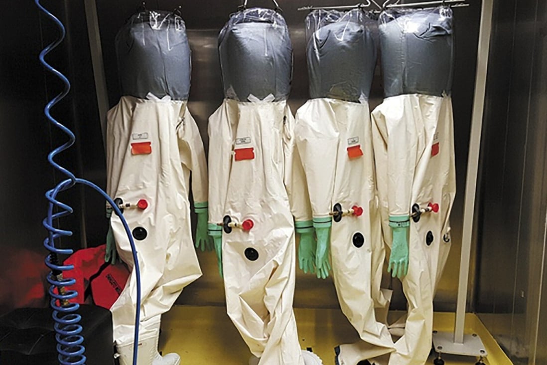 Hazard suits worn by researchers at the Wuhan Institute of Virology’s specialist laboratory, the only facility on the Chinese mainland equipped for the highest level of biosafety. Photo: Handout