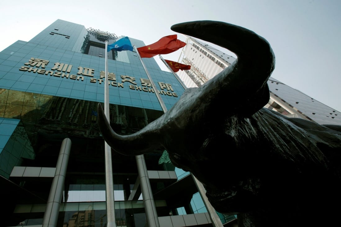 A statue of a bull is displayed outside the Shenzhen Stock Exchange. The ChiNext board on the exchange is home to medical ventilator maker Shenzhen Mindray Bio-Medical. Photo: Reuters