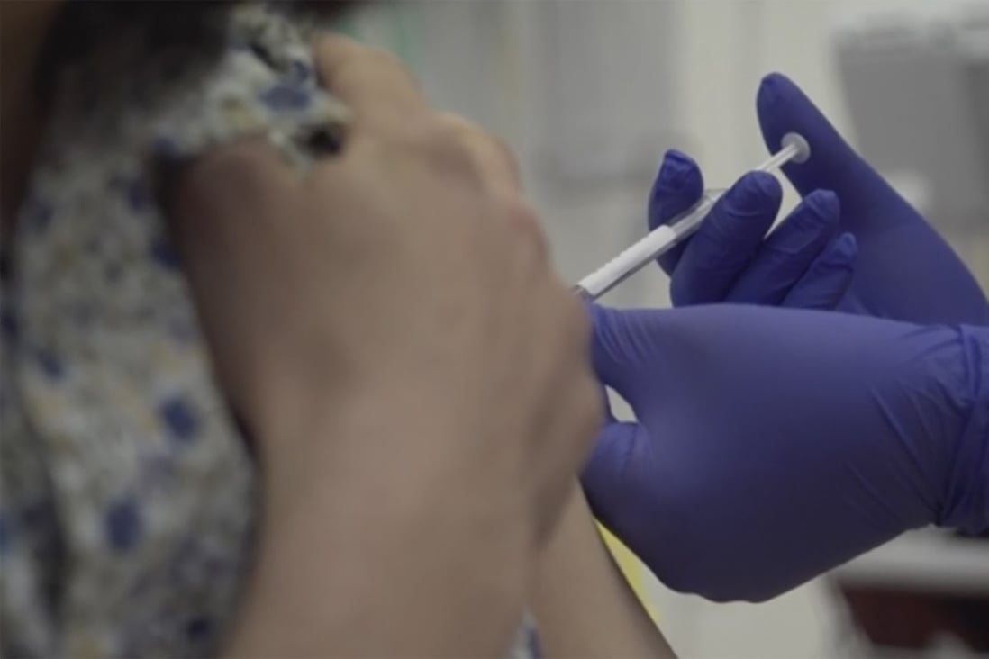 A screen grab from a video issued by Britain’s Oxford University showing the first human trials for a potential coronavirus vaccine. Photo: AP