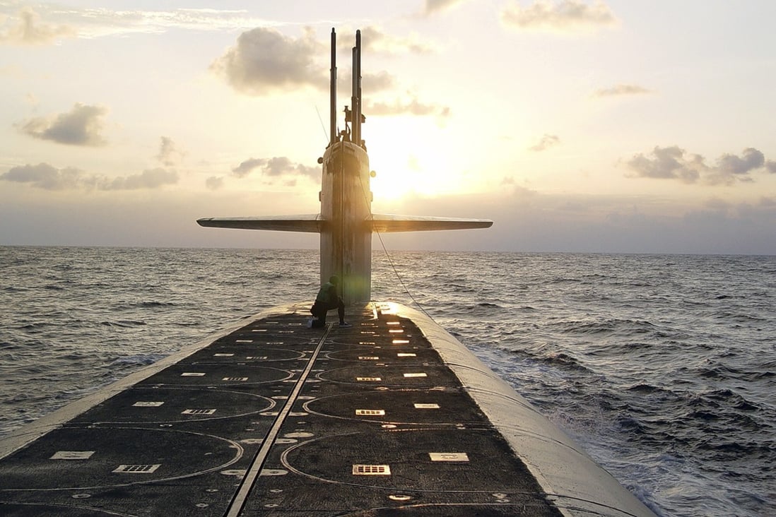 The Ohio-class ballistic-missile submarine USS Wyoming approaches Naval Submarine Base Kings Bay, Georgia, in January 2008. Photo: US Navy via AP