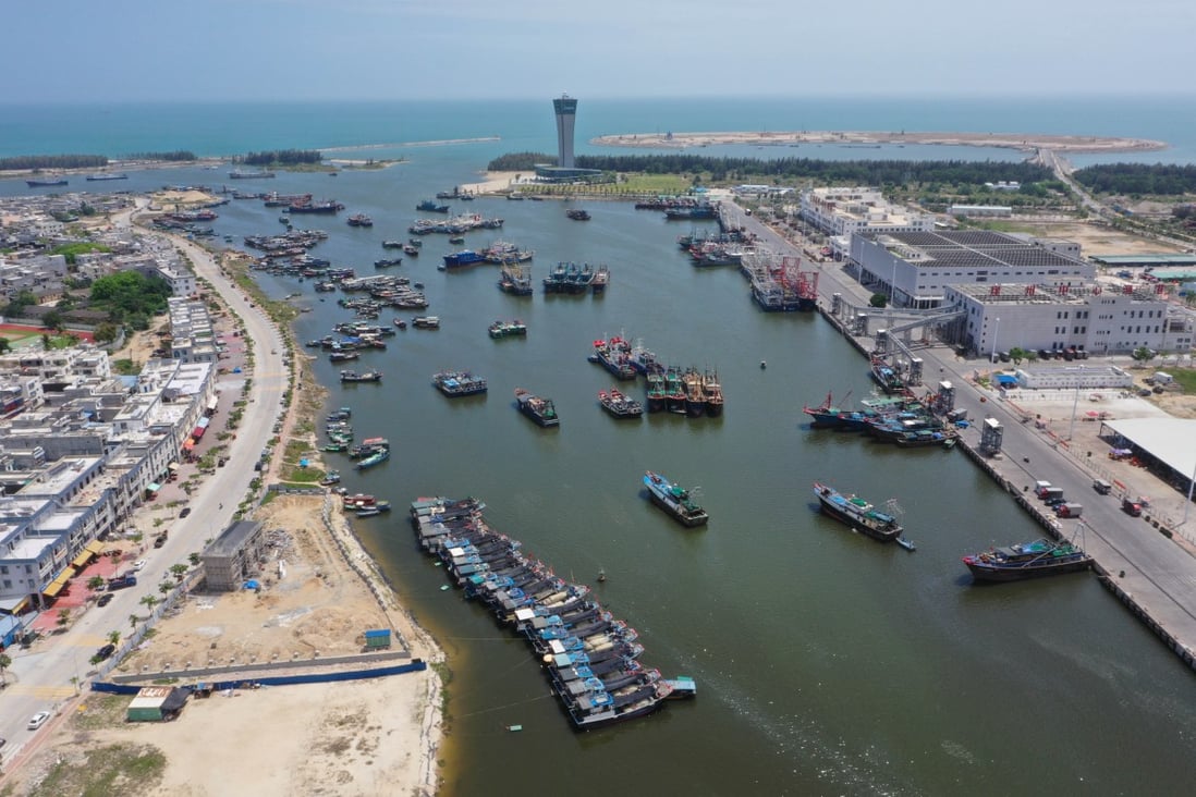 Fishing boats are berthed at the Chinese part of Sanya in the southern province of Hainan at the start of the summer ban. Photo: Xinhua