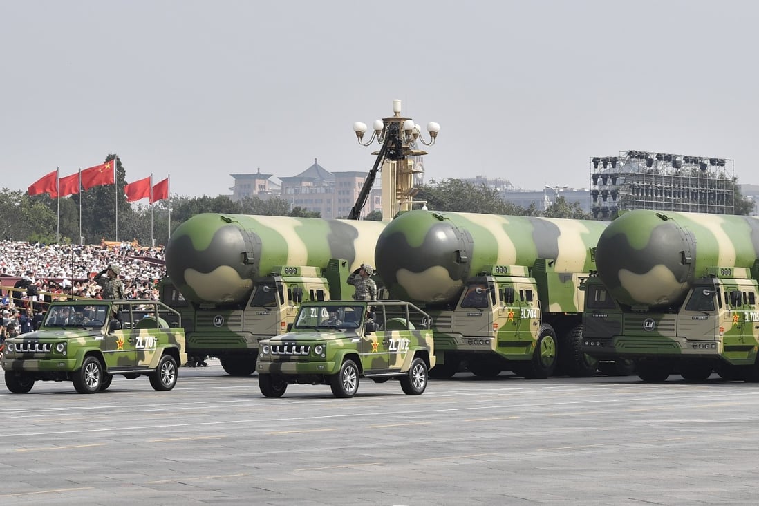 Chinese DF-41 intercontinental ballistic missiles featured in its huge military parade in Beijing on October 1. Photo: Xinhua