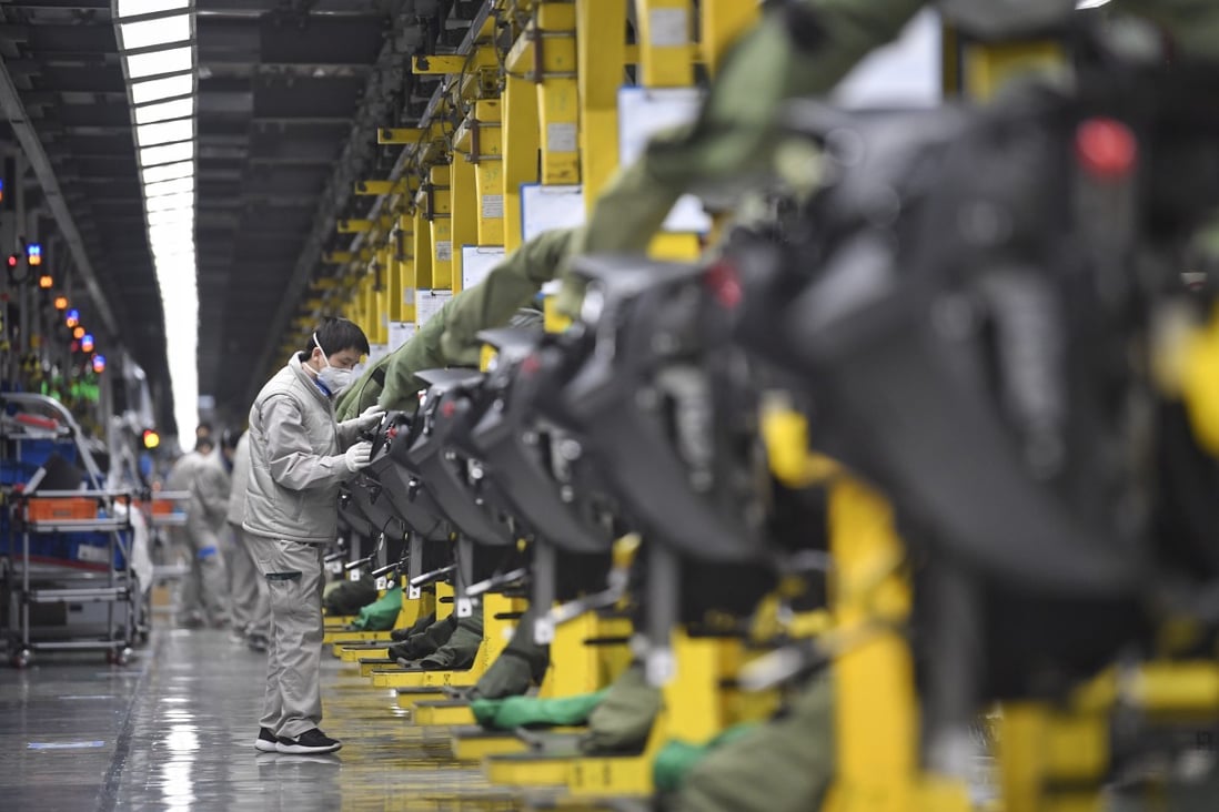 The assembly line of FAW-Volkswagen Automobile in the Sichuan provincial capital of Chengdu in southwest China on February 19, 2020. Photo: Xinhua