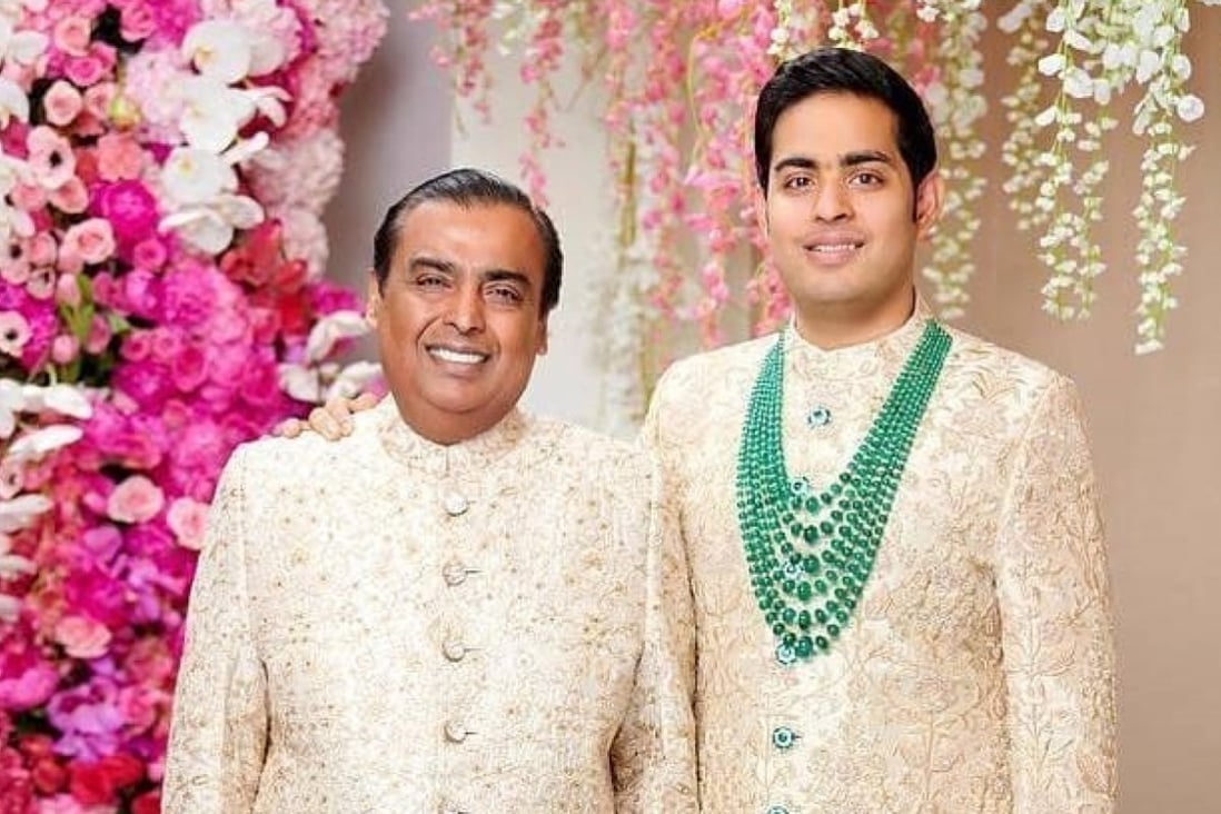 Asia’s richest man Mukesh Ambani and his eldest son Akash Ambani. Photo: @ambani_akash/Instagram