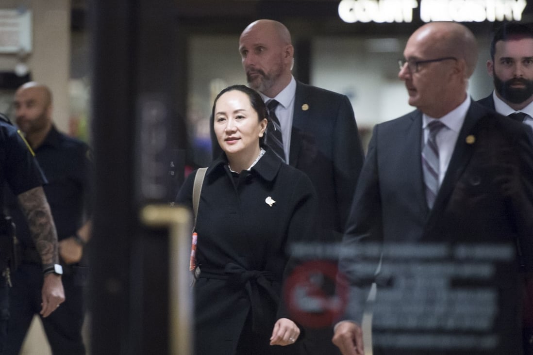 Huawei CFO Meng Wanzhou leaves British Columbia Supreme Court in Vancouver in January. Photo: The Canadian Press via AP