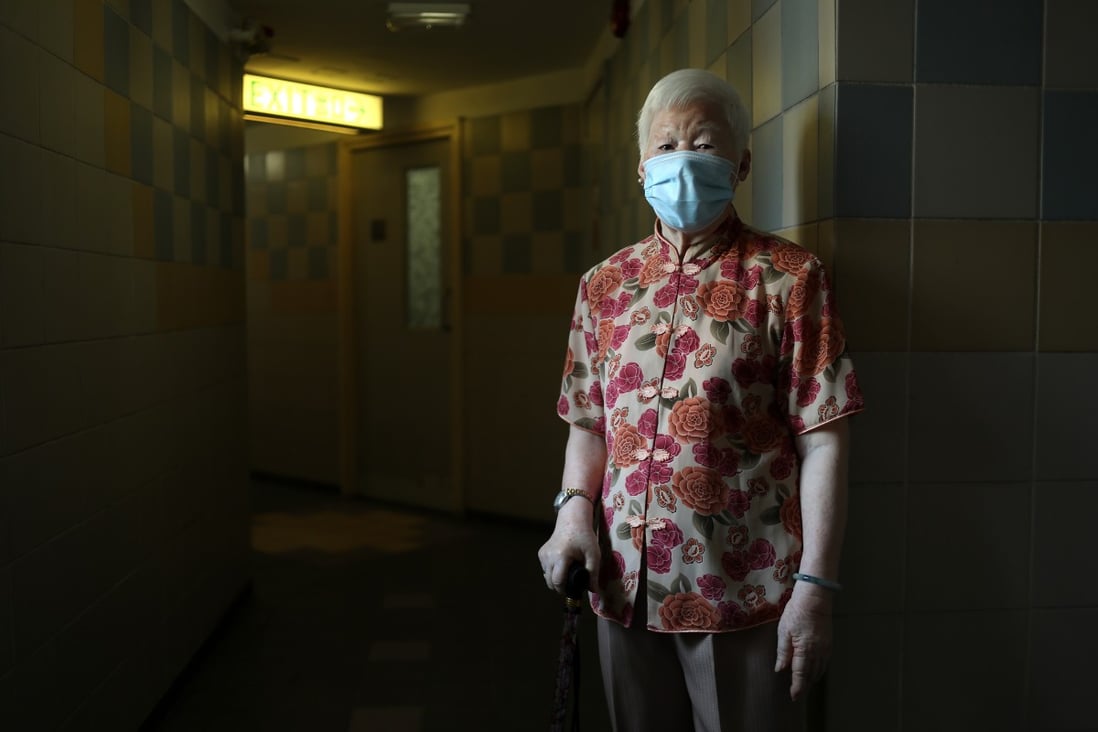 Lau Yuet-chun, 91, who lives alone at her home in the Sau Mau Ping Estate in Hong Kong. Many of Hong Kong’s elderly people live by themselves, a situation made worse by the coronavirus outbreak. Photo: Winson Wong