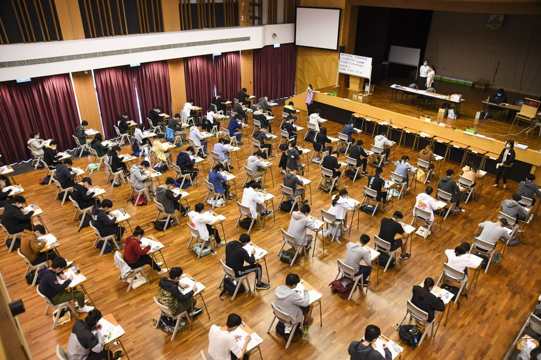Students sit for the Hong Kong Diploma of Secondary Education (DSE) at the Munsang College in Kowloon City on April 27. Photo: Handout