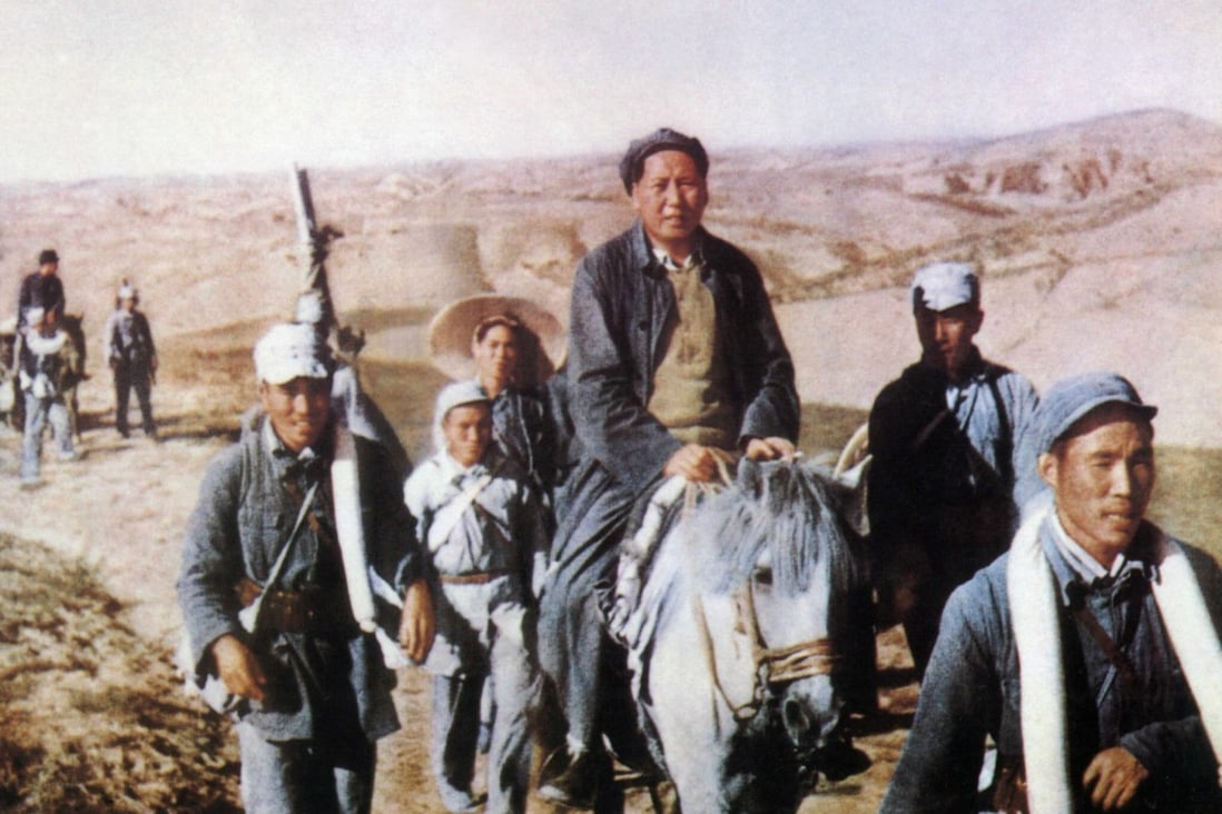 A retouched picture released by Xinhua shows Mao Zedong, chairman of the Communist Party, riding a horse during the civil war with the Kuomintang in 1947. Photo: AFP
