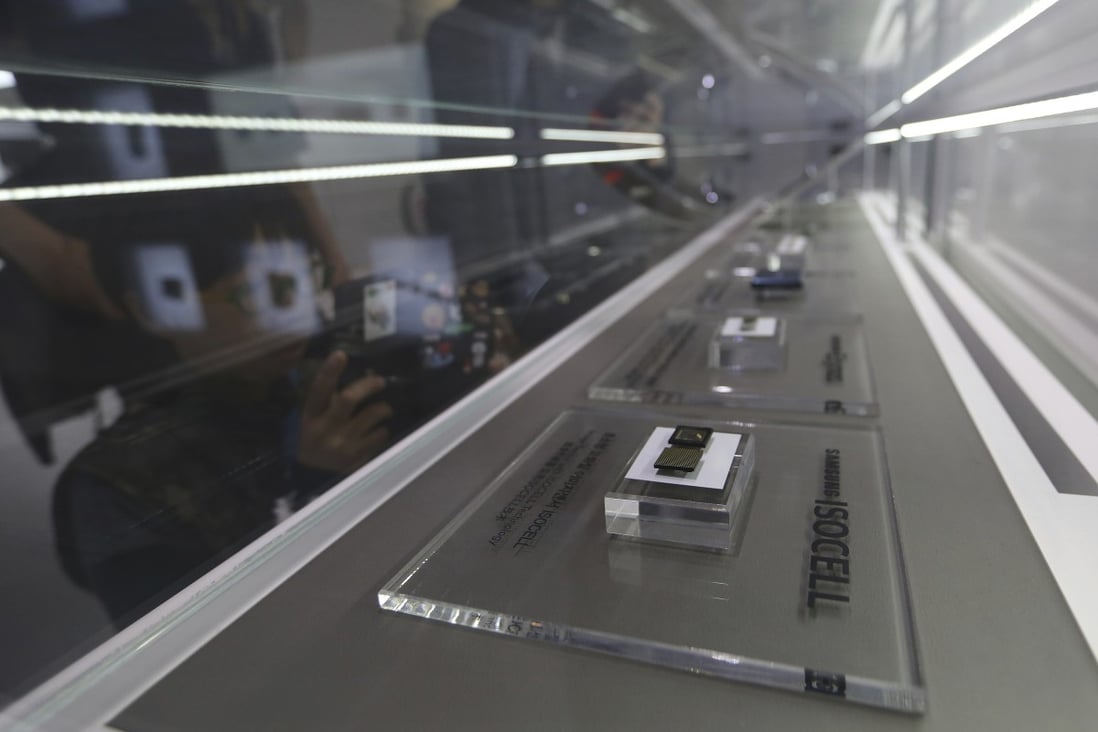 Some of the chips produced by Samsung Electronics are displayed at the technology giant’s store in Seoul, South Korea, in April of last year. Photo: AP