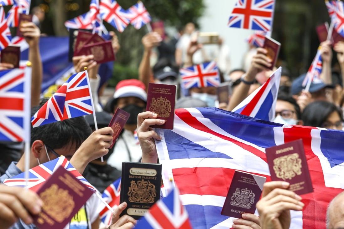 Activists call on London to grant full citizenship to British National (Overseas) passport holders during a march on the British consulate in Hong Kong in September last year. Photo: Nora Tam
