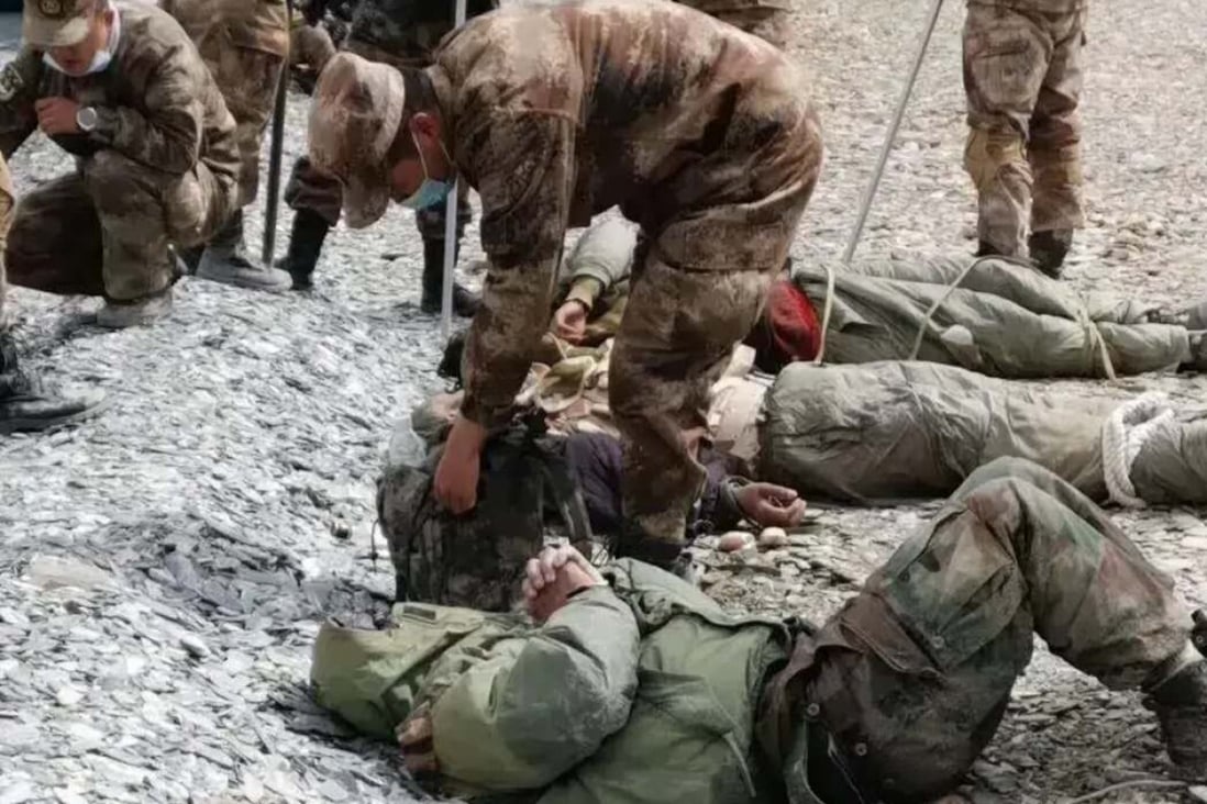 A photo showing PLA troops after purportedly bringing down several Indian soldiers at a close-quarters fight at Pangong Lake border area with India, was circulated among Chinese military websites on Sunday. Photo: Handout