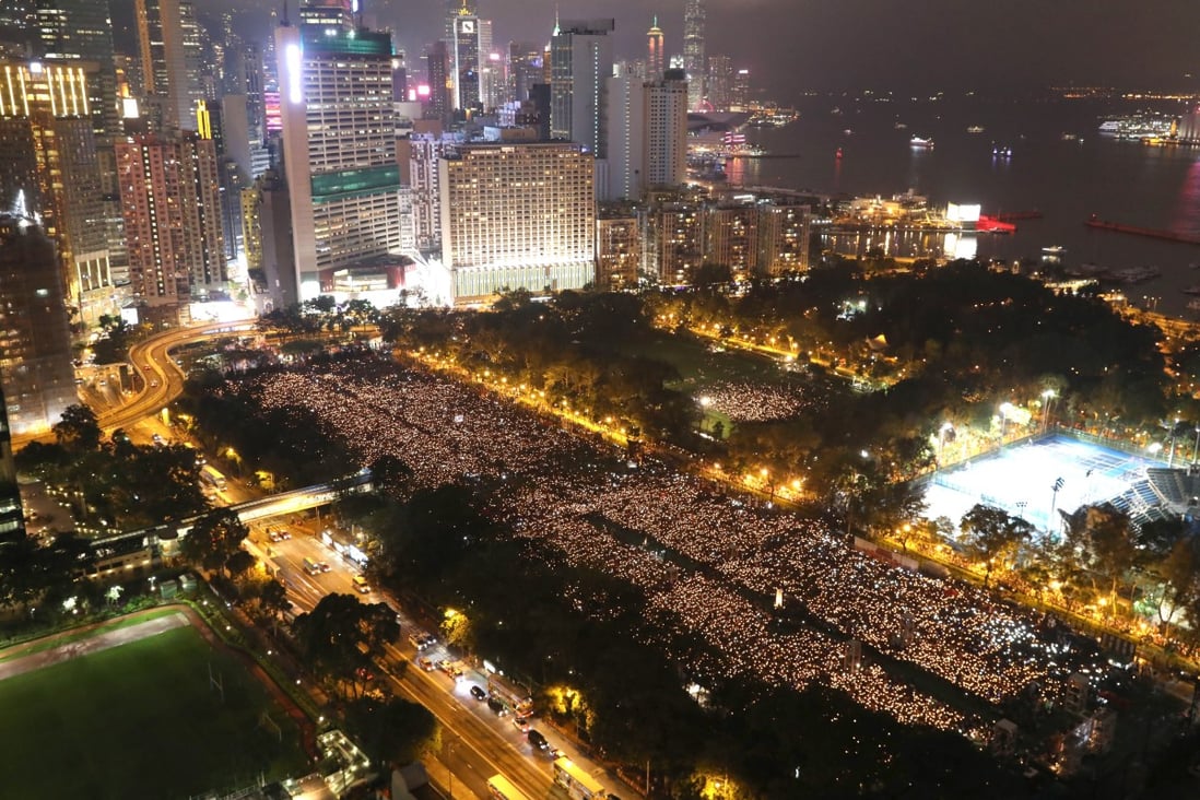 An annual June 4 vigil commemorating the Tiananmen Square crackdown, a fixture in Hong Kong for 30 years, has been banned by police. Photo: Dickson Lee