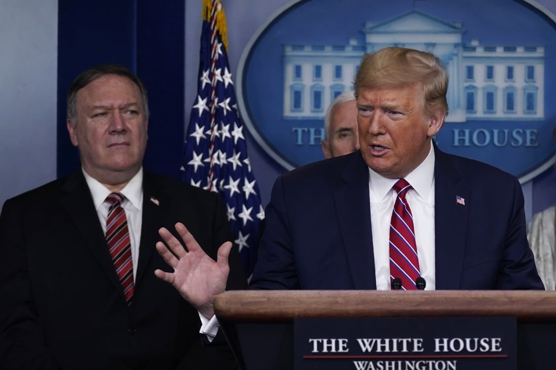 US President Donald Trump will have the final say on what action to take on Hong Kong following Secretary of State Mike Pompeo’s (left) assessment of its autonomy. Photo: AP