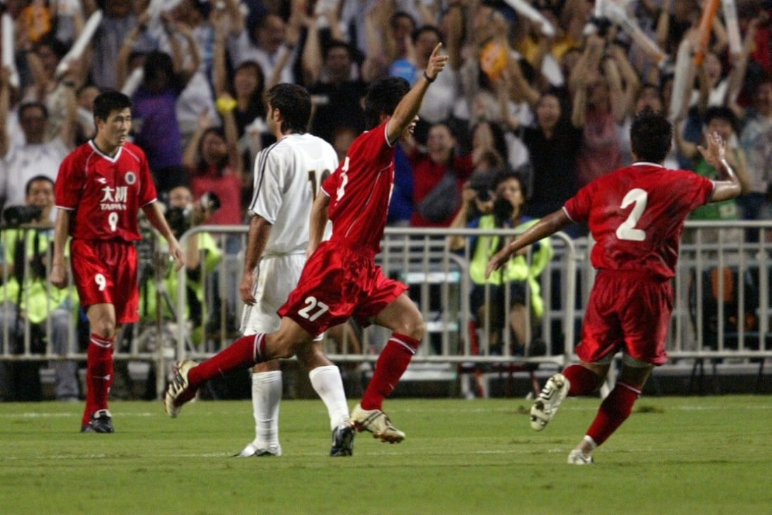 Hao Haidong (left) plays for Hong Kong when as a representative team takes on La Liga giants Real Madrid in 2003 as part of the Sars relief campaign. Photo: SCMP