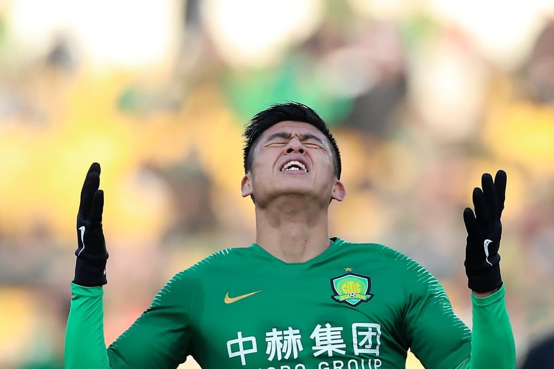 Beijing Guoan's Zhang Yuning laments a missed opportunity against Shandong Luneng during the 2019 Chinese Super League. Photo: Xinhua