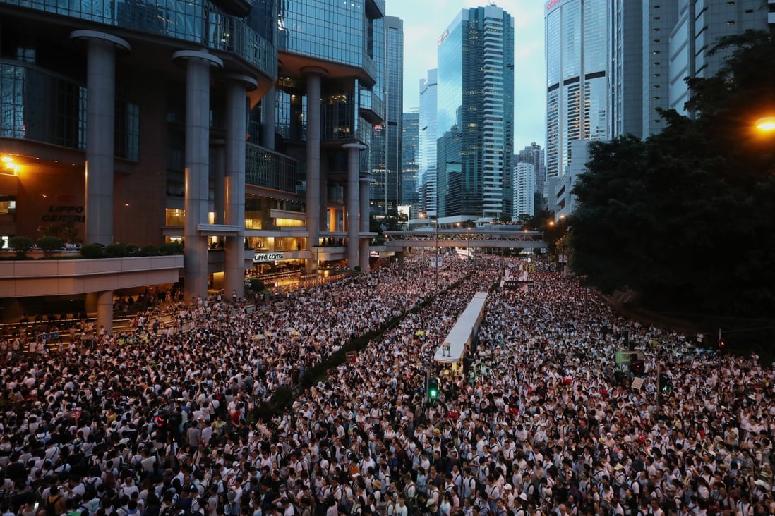 Protesters march from Causeway Bay to government headquarters in Admiralty in June 2019. Photo: Sam Tsang