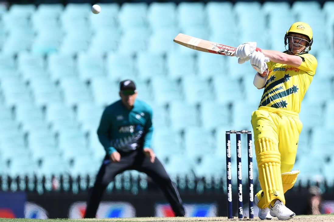 David Warner of Australia in action against New Zealand at the Sydney Cricket Ground in March. Cricket Australia decided to close all matches in the ODI series against New Zealand to spectators due to the ongoing coronavirus pandemic. Photo: EPA