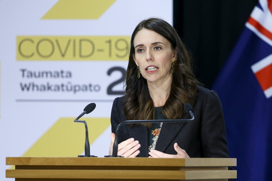 New Zealand Prime Minister Jacinda Ardern speaks to the media during a press conference on May 27 in Wellington. New Zealand declared itself free of Covid-19 run after a 24-day streak of no new cases, but two cases were detected on June 16. Photo: Getty Images