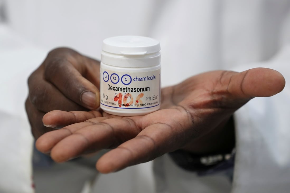 A container of the anti-inflammatory drug dexamethasone is displayed by a pharmacist. Photo: Reuters