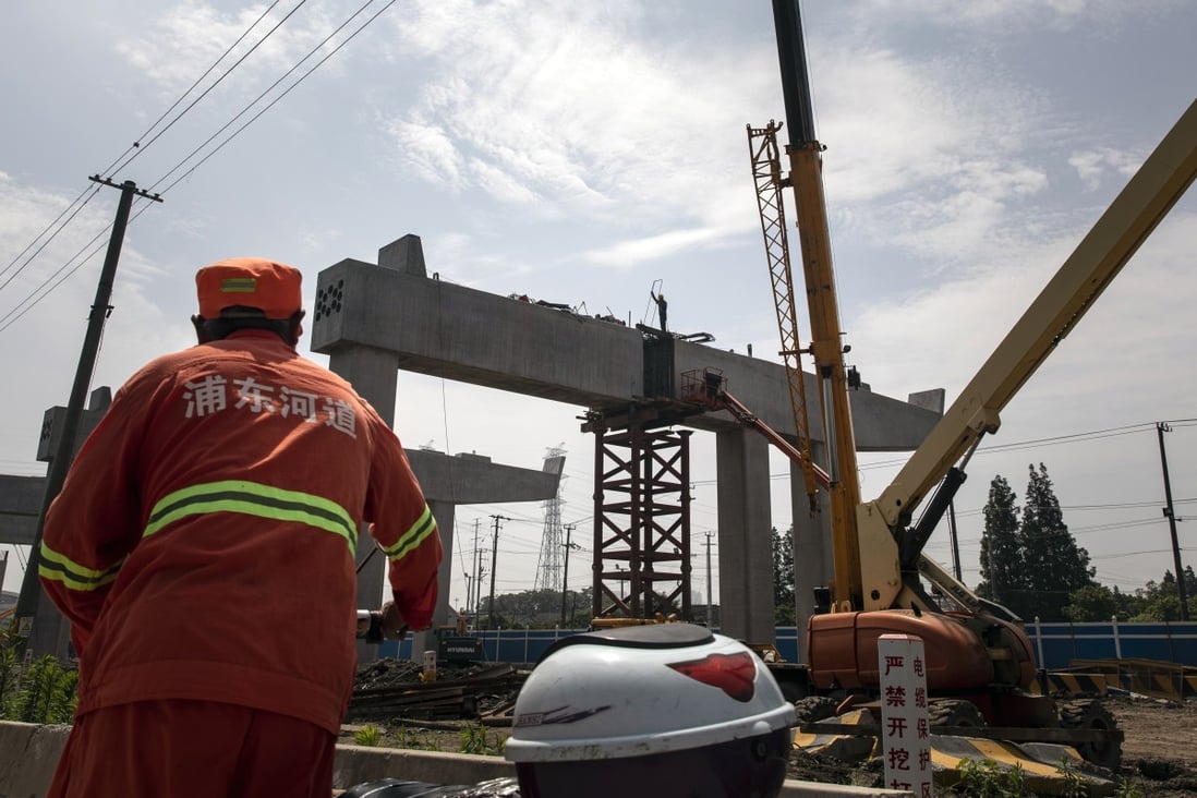 Infrastructure investment growth for the first five months of the year declined 6.3 per cent from a year earlier, an improvement from a drop of 10.3 per cent for the first four months, although still down compared to 5.6 per cent growth for the first five months of 2019. Photo: Bloomberg