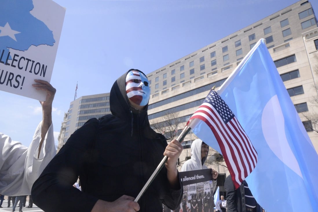 A pro-Uygur rally in Washington in April 2019. The new law enacted by US President Donald Trump requires greater scrutiny of potential human rights abuses in the Xinjiang Uygur autonomous region of China. Photo: Owen Churchill