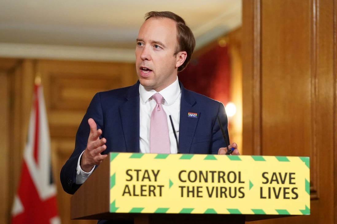 UK Health Secretary Matt Hancock speaks during a daily briefing to update on the Covid-19 outbreak, in London June 5, 2020. Photo: Handout via REUTERS