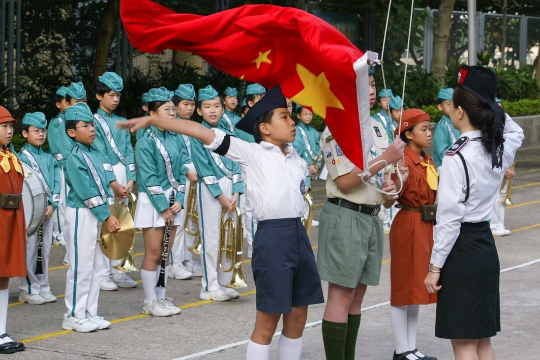 A flag-raising ceremony being held at a primary school in Hong Kong. Photo: Felix Wong