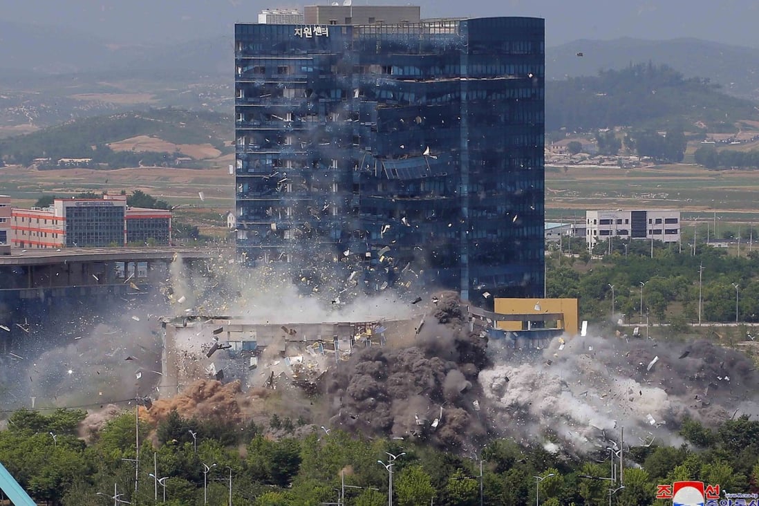 The inter-Korean liaison office in Kaesong is destroyed. Photo: Reuters