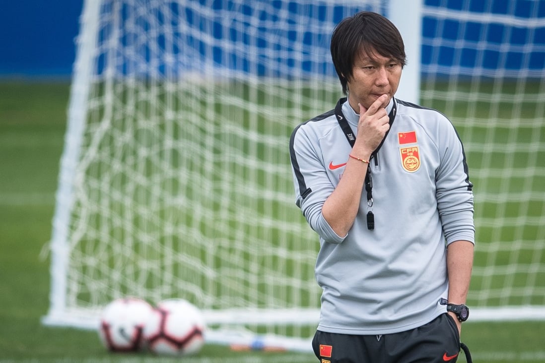 China head coach Li Ti takes a training session. Photo: Xinhua