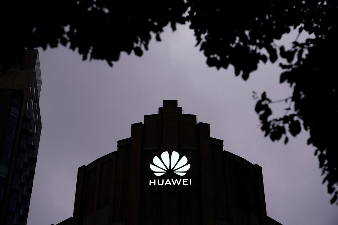 Huawei's logo is seen on its new flagship store in Shanghai on Tuesday. Photo: Reuters
