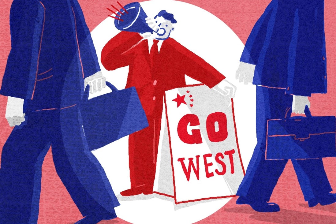 Referred to as the Go West strategy, the plan will see Beijing attempt to corral investment into its lesser developed inland regions. Illustration: Brian Wang