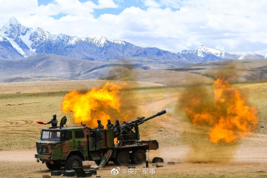 The Chinese military carries out a live-fire drill in Tibet as its tensions with India elevated following a deadly clash on the disputed Himalayan border. Photo: Weibo