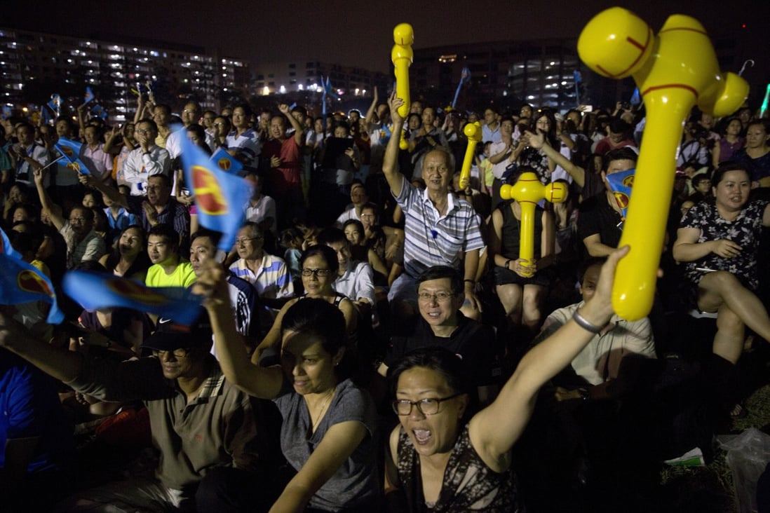 Supporters of Singapore’s opposition Workers’ Party during a 2015 rally. Photo: AP