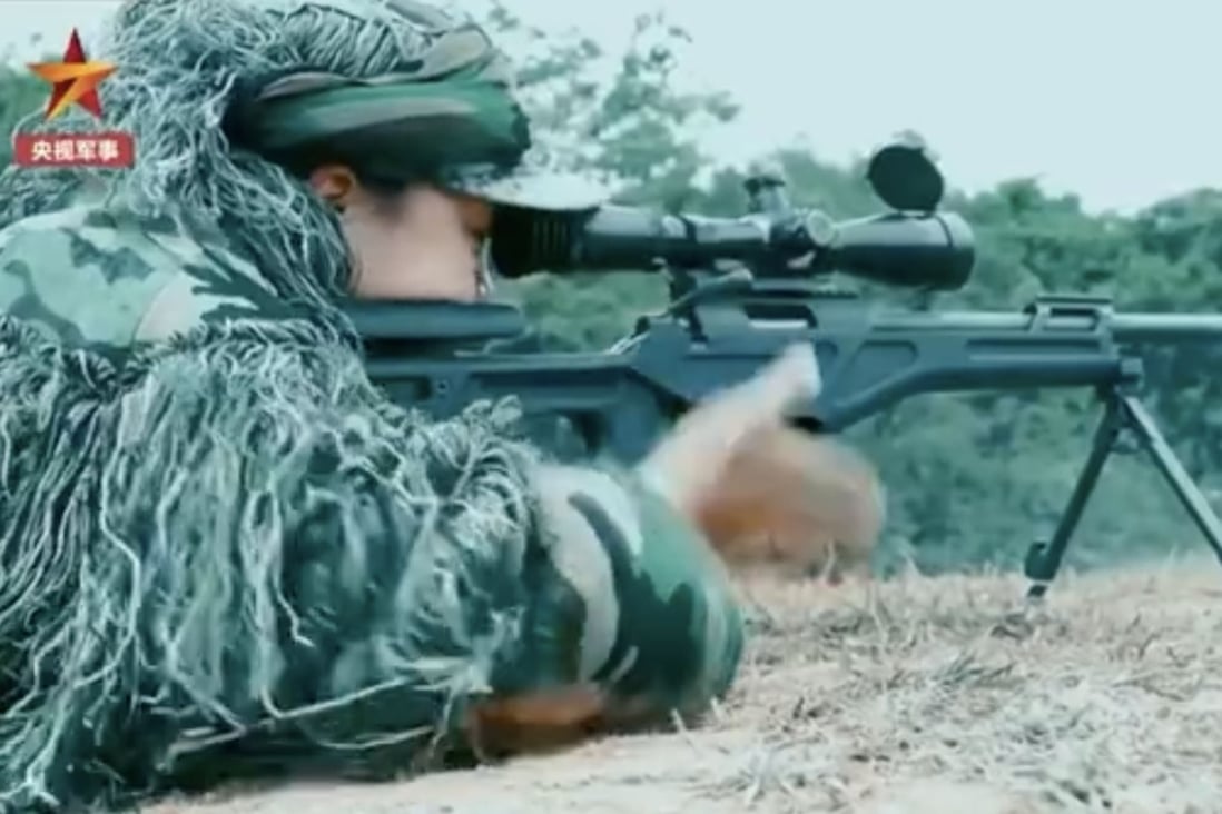 The PLA Daily, official newspaper of the Chinese army, on Sunday released video footage of soldiers from its Hong Kong garrison taking sniper training at an unidentified firing range in the city. Photo: Weibo