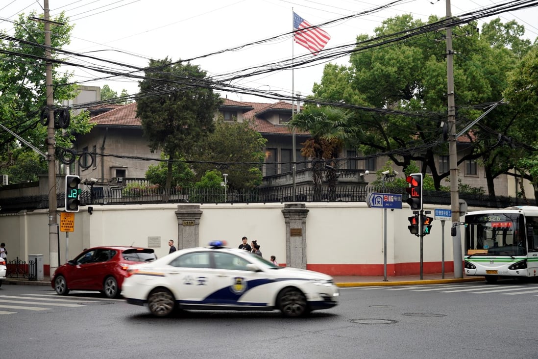 The US flag is seen at the US consulate general in Shanghai in May. Photo: Reuters