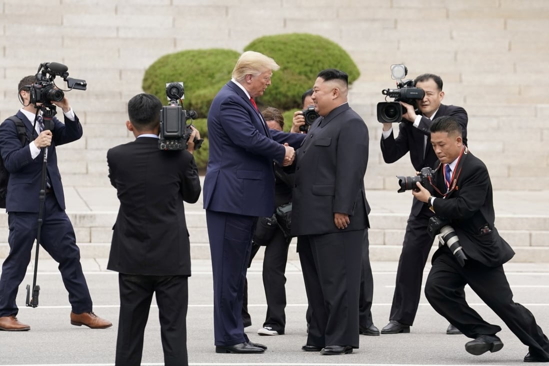 US President Donald Trump meeting North Korean leader Kim Jong-un at the demilitarised zone separating the two Koreas in Panmunjom, South Korea, on June 30, 2019. Photo: Reuters
